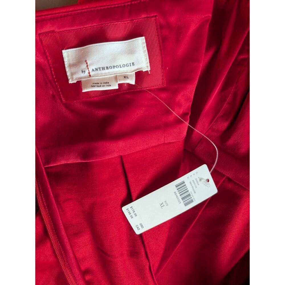 NWT By Anthropologie Sleeveless Foldover Knee-Length Dress Size XL Red MB435 - Picture 7 of 9